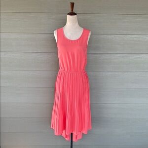 Philosophy Sleeveless Pleated High-Low Hem Dress